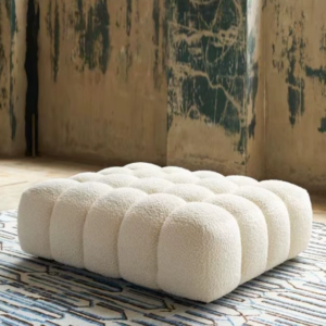 Tabouret NordicLux pour salon et séjour - Blanc, 60X60X36cm